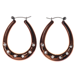 Bronze-Tone & Silver-Tone Metal Hoop-Earrings Crystal Accents