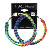Rainbow Hoop-Earrings Colorful & Silver-Tone Colored #LQE3742