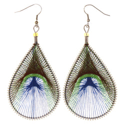 Peacock   Dangle-Earrings Colorful & Silver-Tone Colored #LQE3745