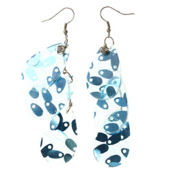 Sequins Dangle-Earrings With Crystal Accents Blue & Clear Colored #LQE3746