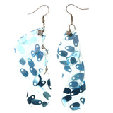 Sequins Dangle-Earrings With Crystal Accents Blue & Clear Colored #LQE3746