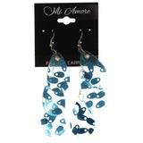 Sequins Dangle-Earrings With Crystal Accents Blue & Clear Colored #LQE3746