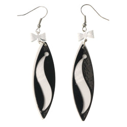 Bow Dangle-Earrings White & Black Colored #LQE3747