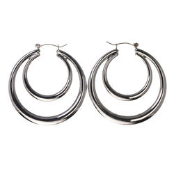 Silver-Tone Acrylic Hoop-Earrings #LQE3749