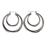 Silver-Tone Acrylic Hoop-Earrings #LQE3749