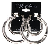 Silver-Tone Acrylic Hoop-Earrings #LQE3749