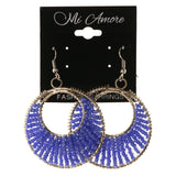 Blue & Silver-Tone Colored Metal Dangle-Earrings With Bead Accents #LQE3750