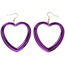 Heart Dangle-Earrings Purple & Silver-Tone Colored #LQE3751