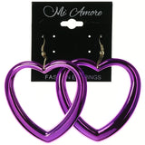 Heart Dangle-Earrings Purple & Silver-Tone Colored #LQE3751