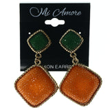 Orange & Green Colored Metal Drop-Dangle-Earrings #LQE3753
