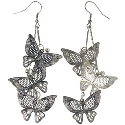 Butterfly Dangle-Earrings With Crystal Accents  Silver-Tone Color #LQE3754