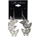 Butterfly Dangle-Earrings With Crystal Accents  Silver-Tone Color #LQE3754