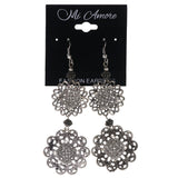 Flower Dangle-Earrings With Bead Accents  Silver-Tone Color #LQE3759