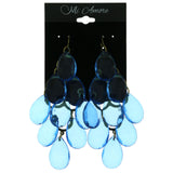 Blue & Gold-Tone Colored Metal Chandelier-Earrings With Crystal Accents