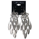 Flower Chandelier-Earrings Silver-Tone Color  #LQE3760