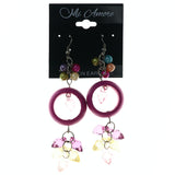 Pink & Multi Colored Wooden Dangle-Earrings With Bead Accents #LQE3762