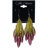 Yellow & Pink Colored Metal Chandelier-Earrings #LQE3772