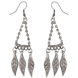 Leaf Dangle-Earrings With Crystal Accents  Silver-Tone Color #LQE3774