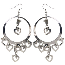 Heart Dangle-Earrings With Crystal Accents  Silver-Tone Color #LQE3776