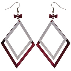 Bow Dangle-Earrings Red & White Colored #LQE3778