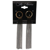 Gold-Tone & Black Metal -Dangle-Earrings tassel Accents #LQE3783