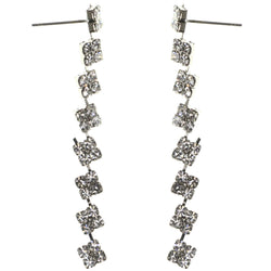 Silver-Tone Metal Dangle-Earrings With Crystal Accents #LQE3787