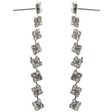 Silver-Tone Metal Dangle-Earrings With Crystal Accents #LQE3787