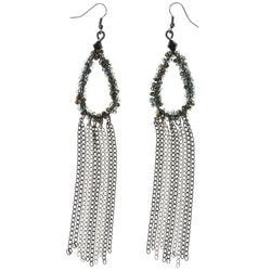 Silver-Tone & Gold-Tone Colored Metal Dangle-Earrings With Bead Accents #LQE3790