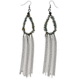 Silver-Tone & Gold-Tone Colored Metal Dangle-Earrings With Bead Accents #LQE3790