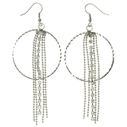 Silver-Tone Metal Dangle-Earrings With tassel Accents #LQE3792