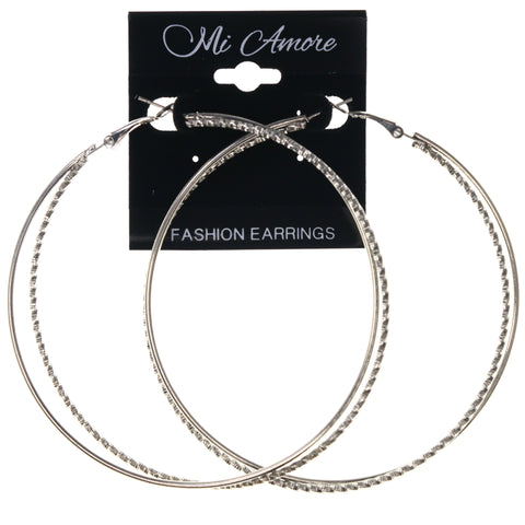 Silver-Tone Metal Hoop-Earrings #LQE3794