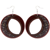 Brown & Gold-Tone Colored Acrylic Dangle-Earrings With Bead Accents #LQE3796