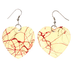 Heart Dangle-Earrings White & Red Colored #LQE3798
