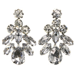 Silver-Tone Metal Drop-Dangle-Earrings With Crystal Accents #LQE3799