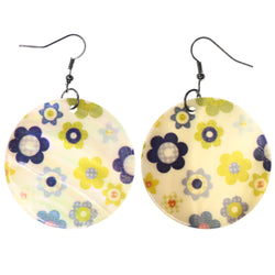 Flower Dangle-Earrings White & Multi Colored #LQE3802