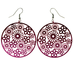 Flower Ombre Dangle-Earrings Pink & Silver-Tone Colored #LQE3805