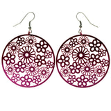 Flower Ombre Dangle-Earrings Pink & Silver-Tone Colored #LQE3805