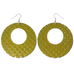 Yellow & Silver-Tone Colored Metal Dangle-Earrings #LQE3810