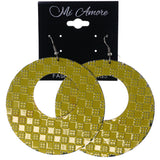 Yellow & Silver-Tone Colored Metal Dangle-Earrings #LQE3810