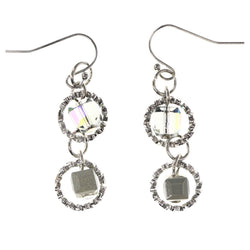 AB Finish Dangle-Earrings With Bead Accents Silver-Tone & Gray Colored #LQE3812