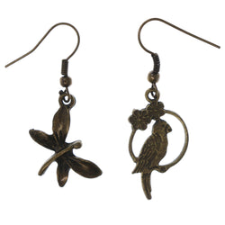 Bird Butterfly Flower Dangle-Earrings Gold-Tone Color  #LQE3815