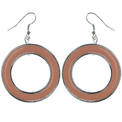Peach & Silver-Tone Colored Metal Dangle-Earrings #LQE3816