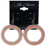 Peach & Silver-Tone Colored Metal Dangle-Earrings #LQE3816