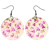 Flower Dangle-Earrings Pink & White Colored #LQE3818