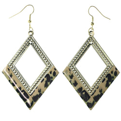 Cheetah Print Dangle-Earrings Gold-Tone & Black Colored #LQE3820