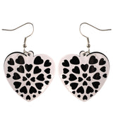 Heart Dangle-Earrings White & Black Colored #LQE3821