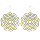 Flower Dangle-Earrings Silver-Tone & Gold-Tone Colored #LQE3822