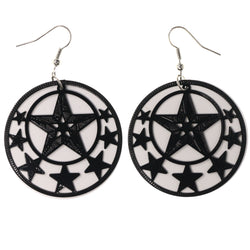Star Dangle-Earrings White & Black Colored #LQE3823