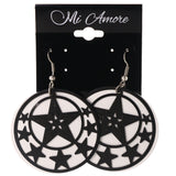 Star Dangle-Earrings White & Black Colored #LQE3823