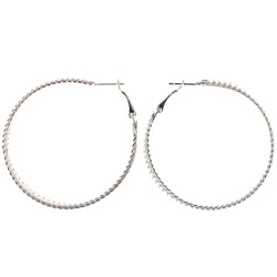 Silver-Tone Metal Hoop-Earrings #LQE3824